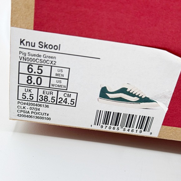 Vans‎ Knu Skool Size 6.5 Men Pig Suede Green White Sneakers NEW VN000CSOCX2 - Picture 8 of 8
